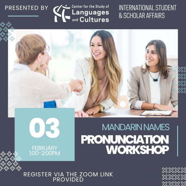 Mandarin Name Pronunciation Workshop 1 Mary Davis