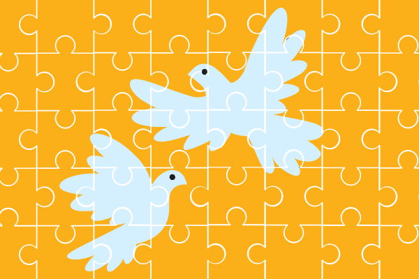 doves (in a puzzle background) Notre Dame Student Peace Conference logo