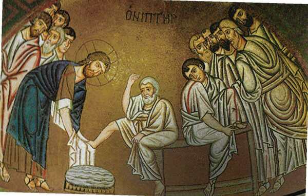 Jesus washes the feet of the disciples