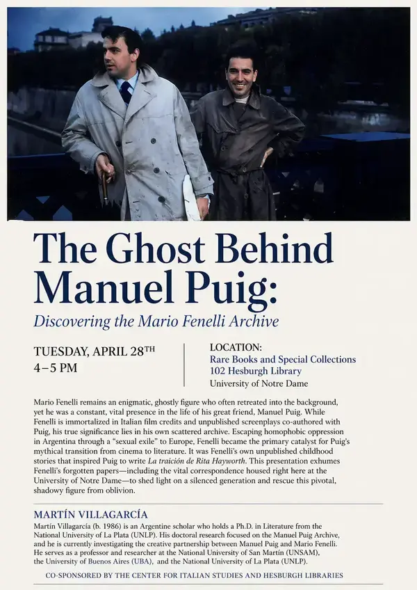 flyer for event featuring two men in a candid shot