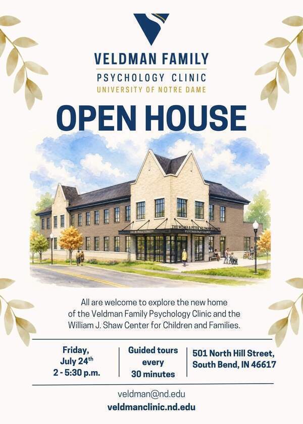 Veldman Family Psychology Clinic open house poster