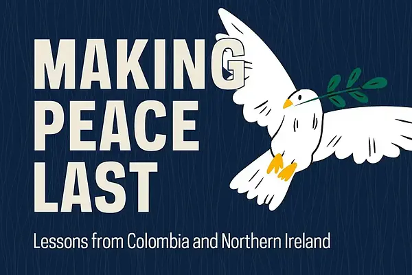 White dove with olive branch, "Making Peace Last" text, and subtitle.
